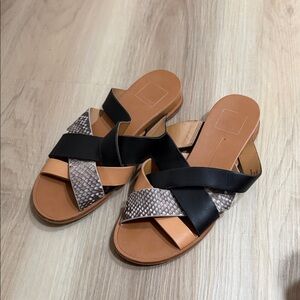 Dolce Vita Cross Strap Snake Print Slides